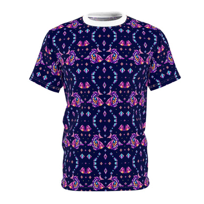 Unisex Cut & Sew T-Shirt, (AOP), Pisces, Zodiac v2, Jewels Pattern