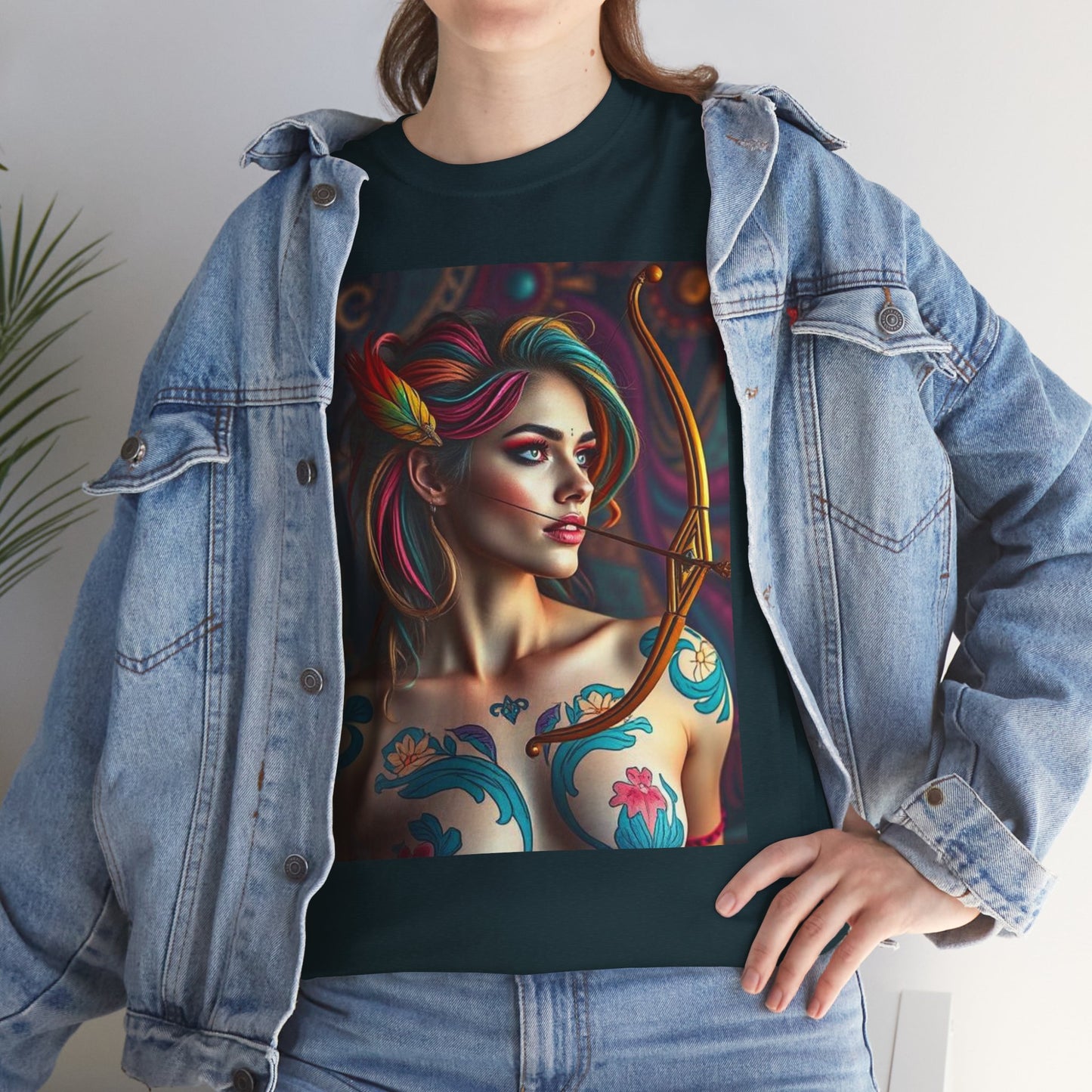 Unisex Heavy Cotton T-Shirt, Sagittarius, Zodiac v1, Sexy Art