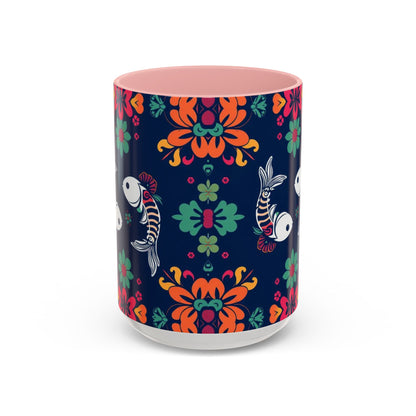 Accent Coffee Mug, Pisces, Zodiac. Flower Pattern, (11, 15oz)