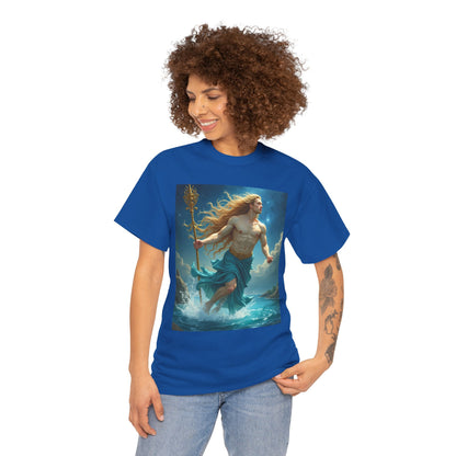 Unisex Heavy Cotton T-Shirt, Realistic, Aquarius Zodiac Design