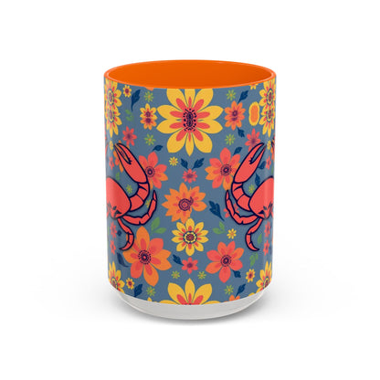 Accent Coffee Mug, Cancer, Zodiac v1, Flower Pattern, (11, 15oz)