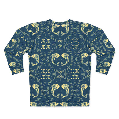Unisex Sweatshirt, Zodiac Design, Pattern, Pisces, AOP