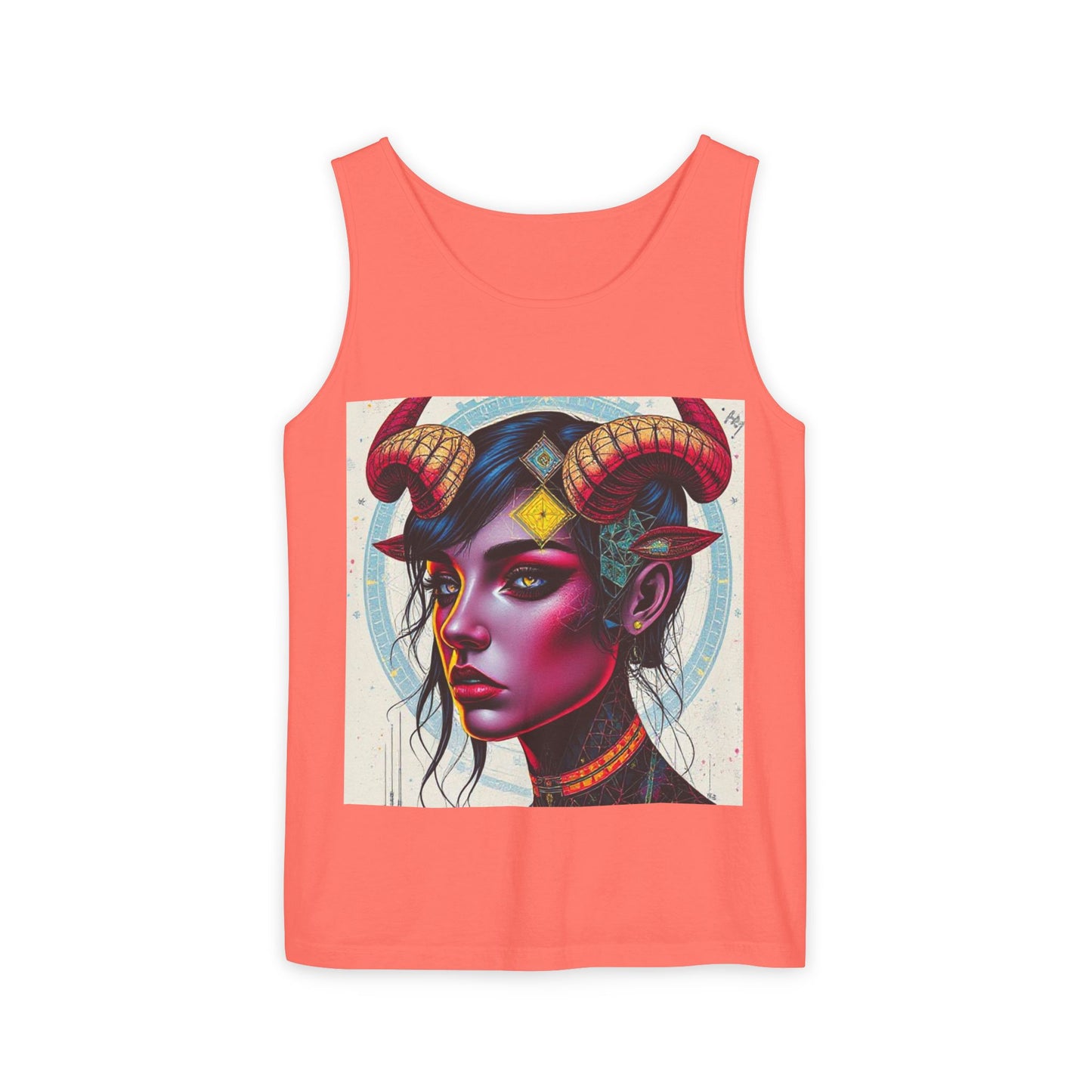 Unisex Garment-Dyed, Tank Top, Taurus Design, Pop Art v2, 100% US cotton