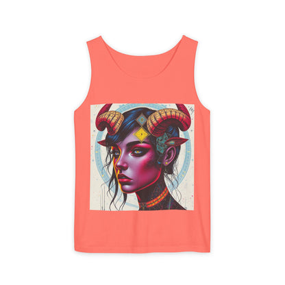 Unisex Garment-Dyed, Tank Top, Taurus Design, Pop Art v2, 100% US cotton