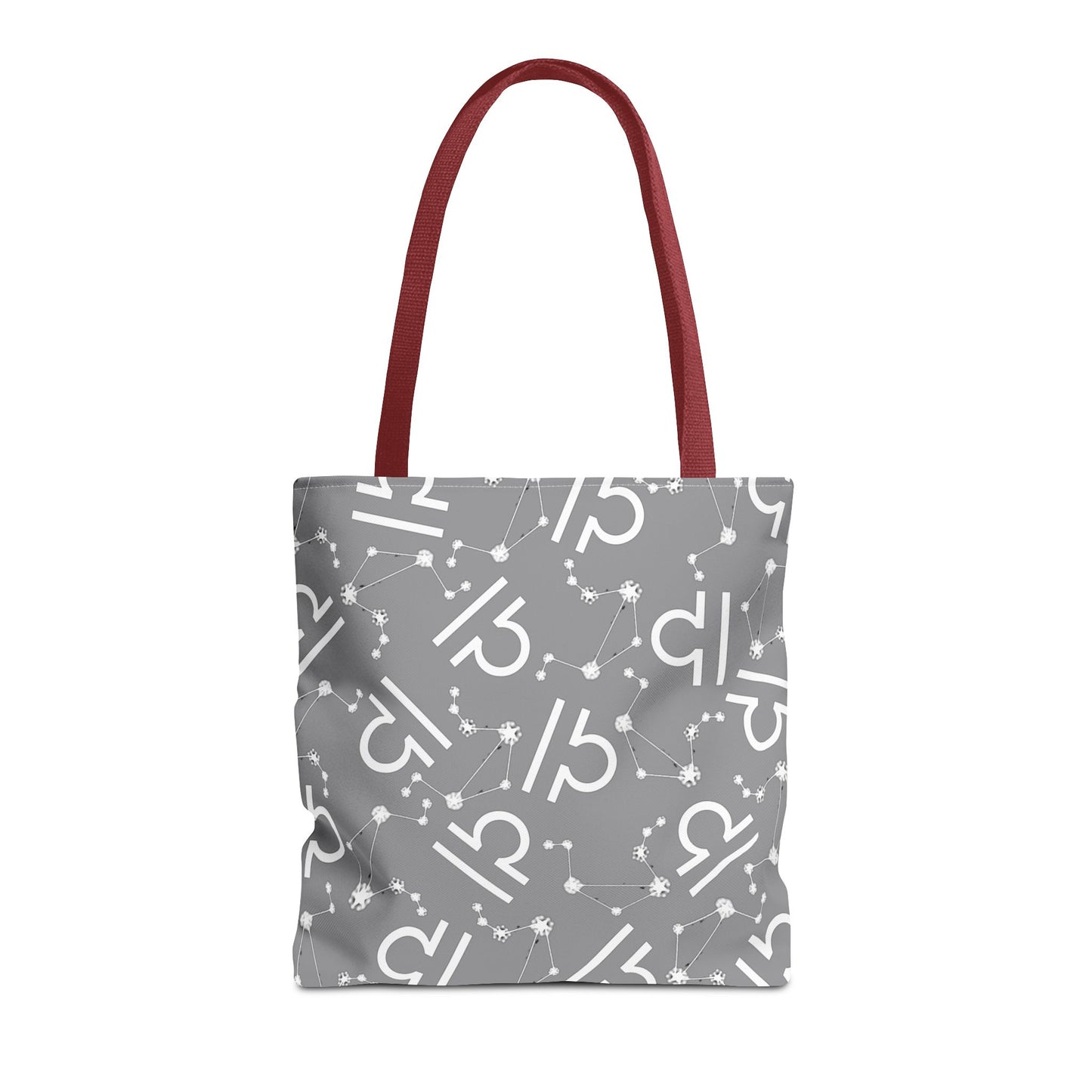 Tote Bag, Libra Zodiac Sign, AOP, (Grey, White)