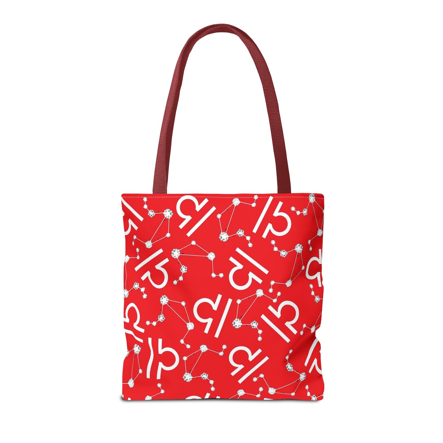 Tote Bag, Libra Zodiac Sign, AOP, (Red, White)