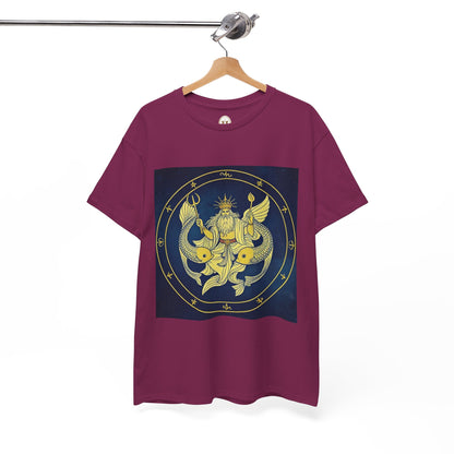 Unisex Heavy Cotton T-Shirt, King of Pisces, Zodiac Design