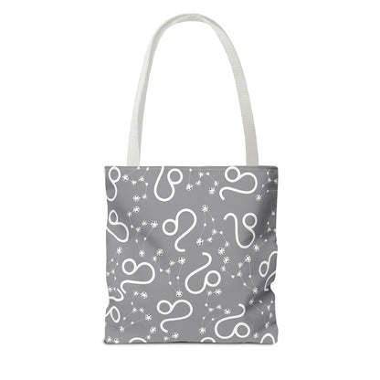 Tote Bag, Leo Zodiac Sign, AOP, (Grey, White)