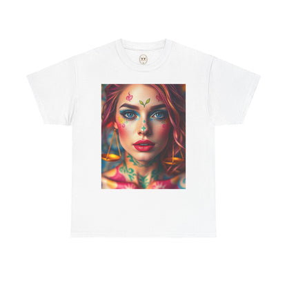 Unisex Heavy Cotton T-Shirt, Libra, Zodiac v1, Sexy Art
