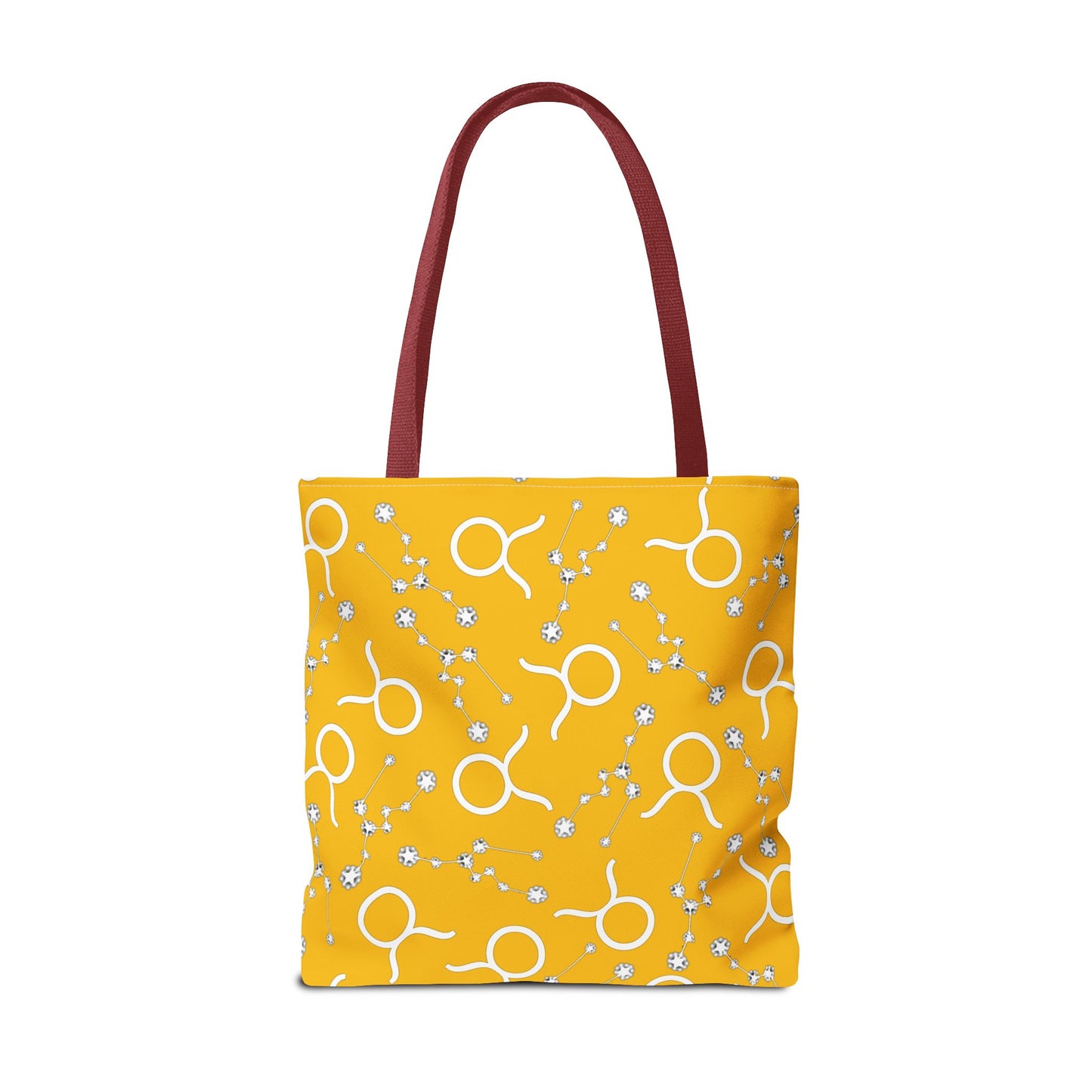 Tote Bag, Taurus Zodiac Sign, AOP, (Yellow, White)