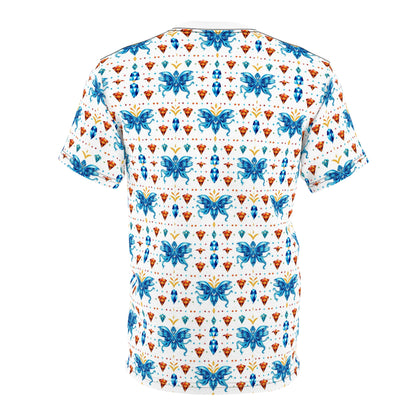 Unisex Cut & Sew T-Shirt, (AOP) Aquarius, Zodiac v3, Jewels Pattern
