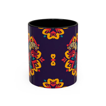 Accent Coffee Mug, Taurus, Zodiac v4. Flower Pattern, (11, 15oz)
