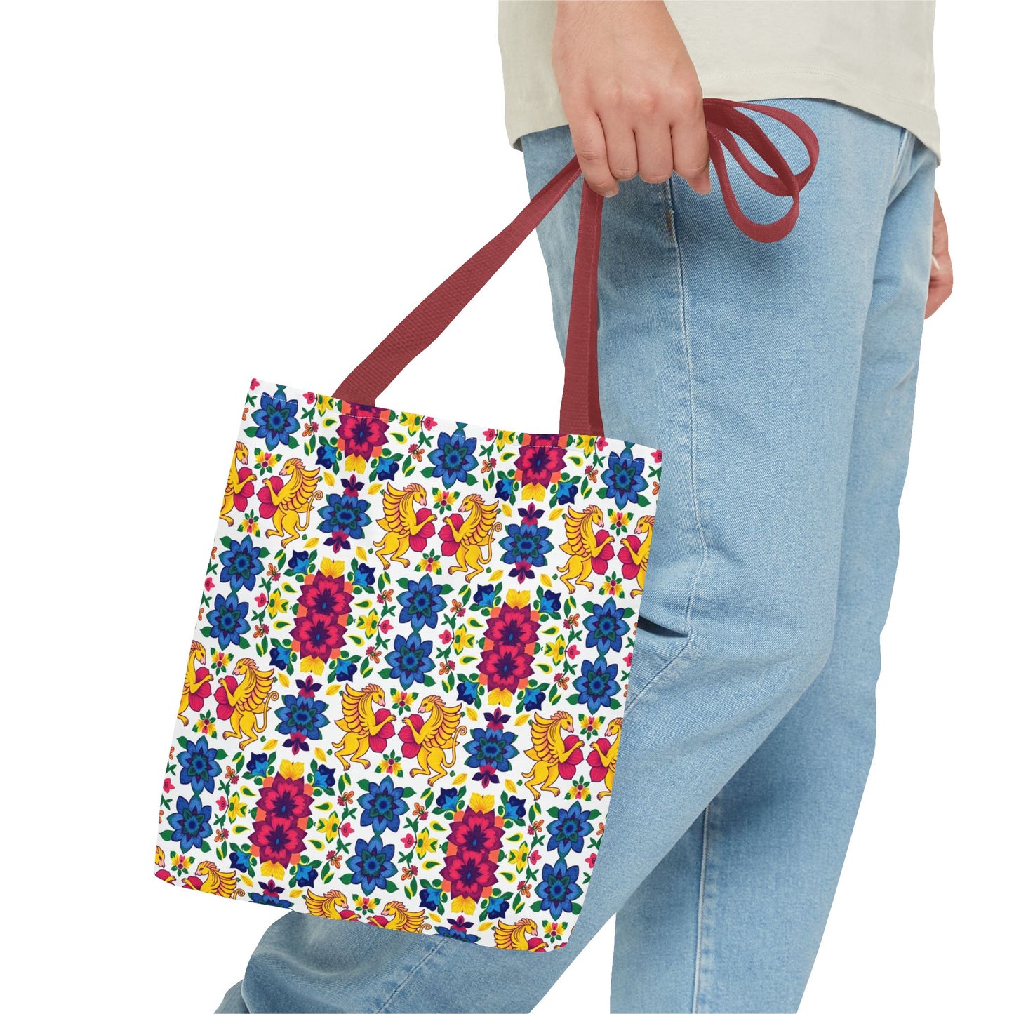 Tote Bag (AOP), Gemini, Zodiac, Flower Pattern