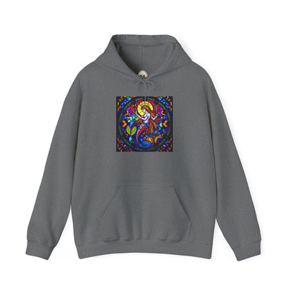 Unisex Heavy Blend™ Hooded Sweatshirt with glass Aquarius zodiac design