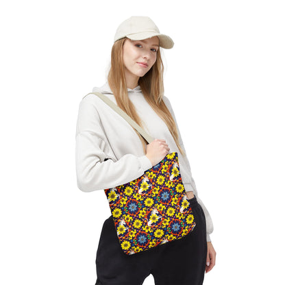 Tote Bag (AOP), Aquarius, Zodiac v1, Flower Pattern