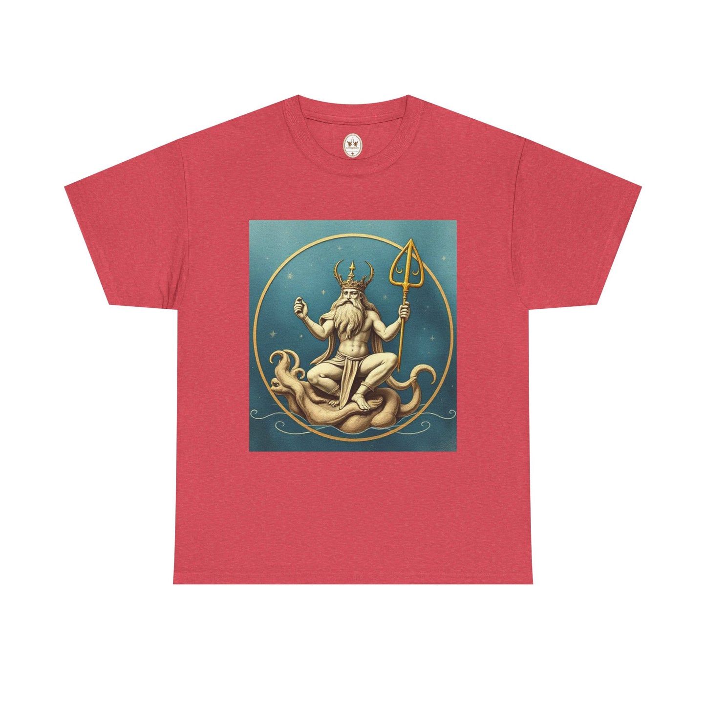 Unisex Heavy Cotton T-Shirt, Aquarius God 2v, Zodiac Design