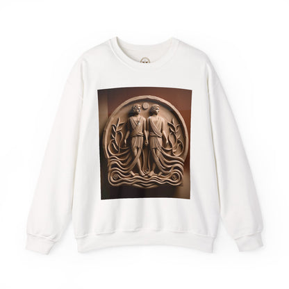 Unisex Heavy Blend™ Crewneck Sweatshirt, Stone Twins, Gemini Zodiac Design