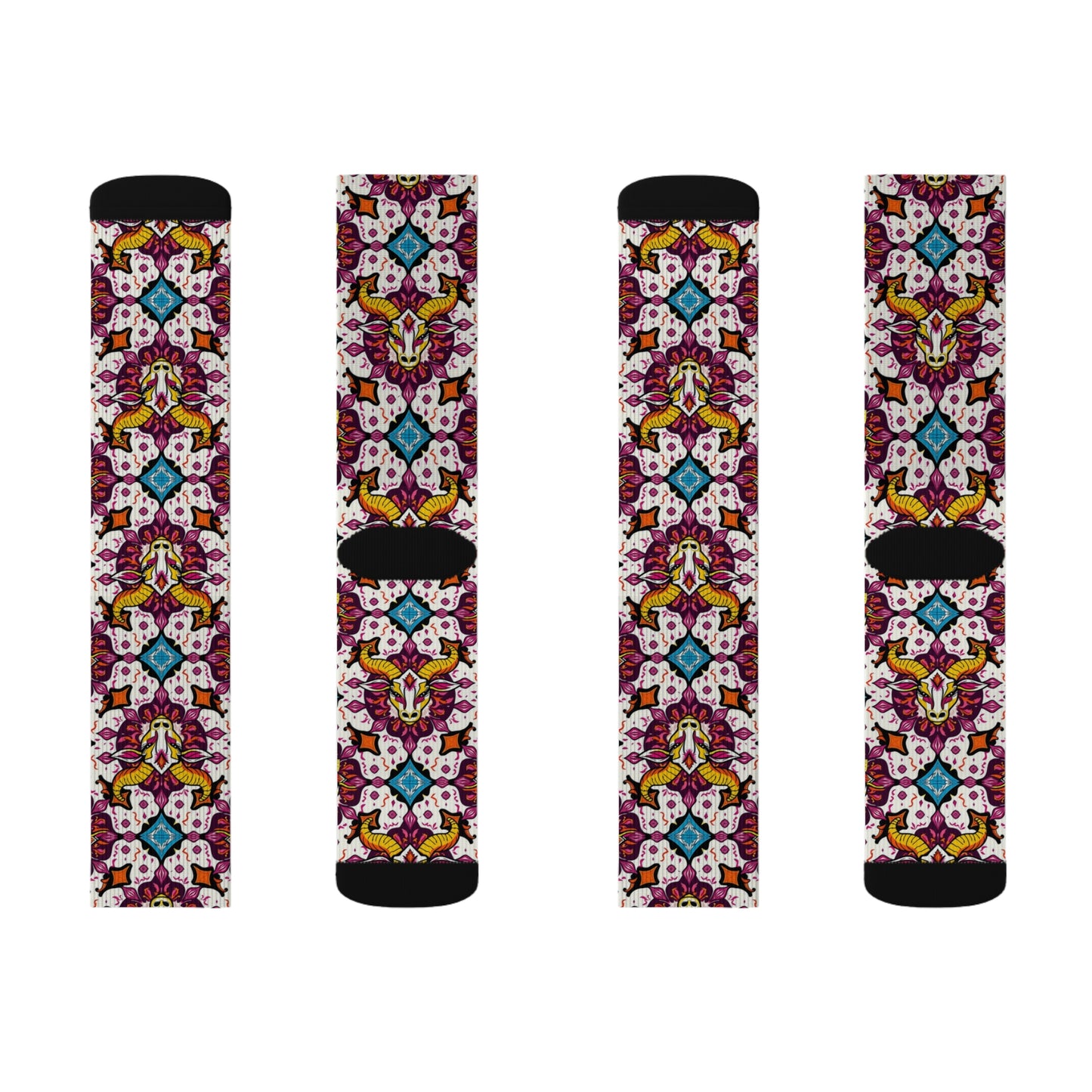 Sublimation Socks, Taurus, Zodiac v3, Jewel Pattern