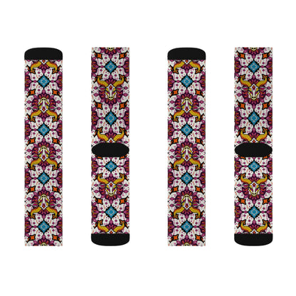 Sublimation Socks, Taurus, Zodiac v3, Jewel Pattern
