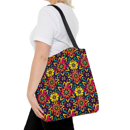 Tote Bag, (AOP), Capricorn, Zodiac, Flower Pattern