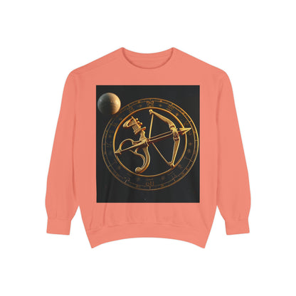Garment-Dyed Sweatshirt, Unisex, Space Symbol Design, Sagittarius