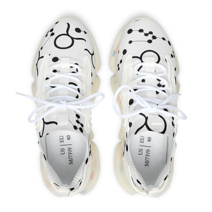 Women's Mesh Sneakers, Constellation & Symbol, Taurus Zodiac Sign, AOP