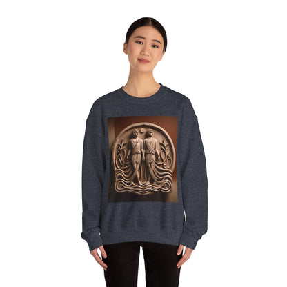 Unisex Heavy Blend™ Crewneck Sweatshirt, Stone Twins, Gemini Zodiac Design