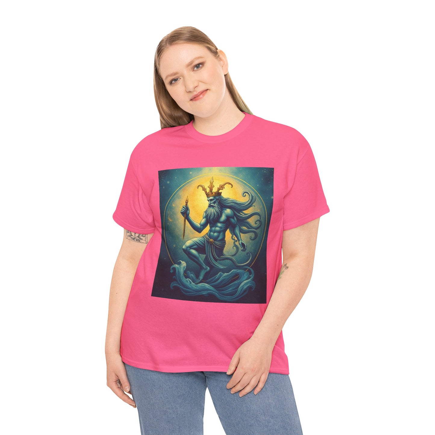 Unisex Heavy Cotton T-Shirt, Aquarius God, Zodiac Design