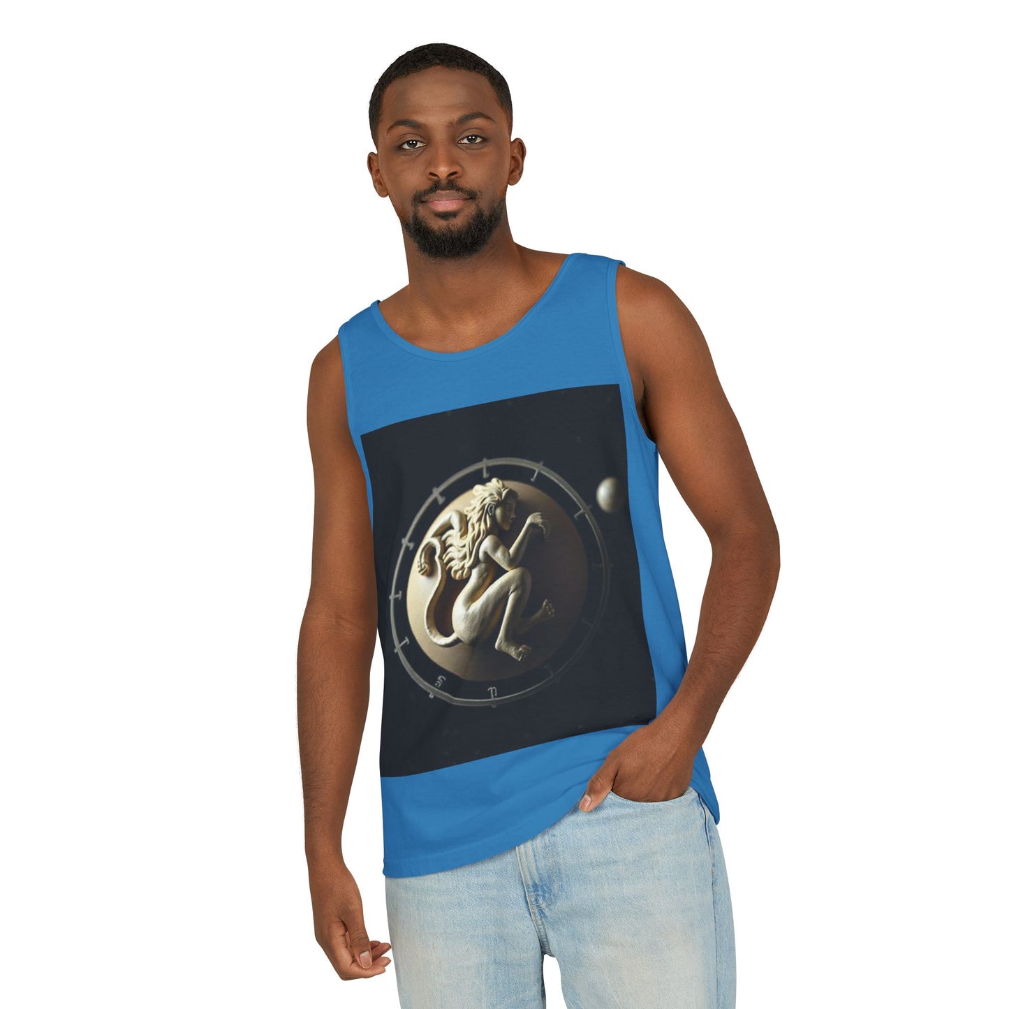 Unisex Garment-Dyed, Tank Top, Virgo Design, Planet Symbol, 100% US cotton