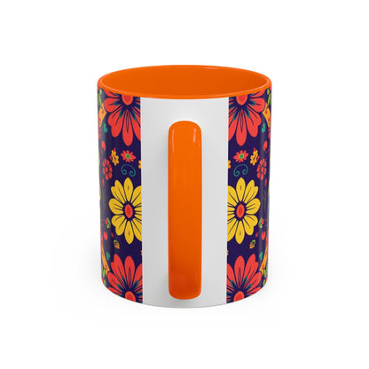 Accent Coffee Mug, Leo, Zodiac v3, Flower Pattern, (11, 15oz)