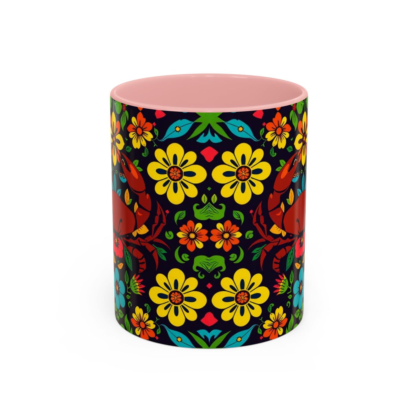 Accent Coffee Mug, Cancer, Zodiac v2, Flower Pattern, (11, 15oz)