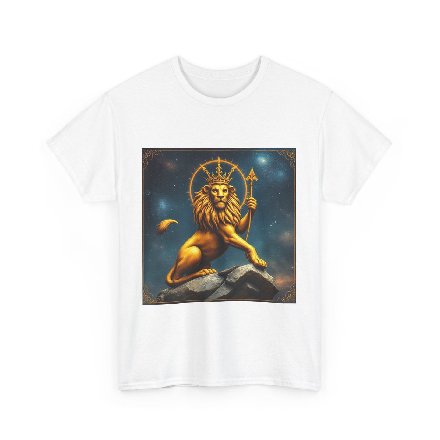 Unisex Heavy Cotton T-Shirt, King of Lions, Leo Zodiac Design