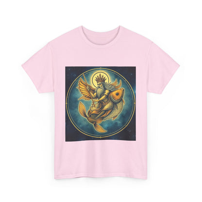 Unisex Heavy Cotton T-Shirt, Pisces King. Zodiac Design