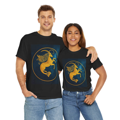Unisex Heavy Cotton T-Shirt, Capricorn Animal v4, Symbol, Zodiac Design