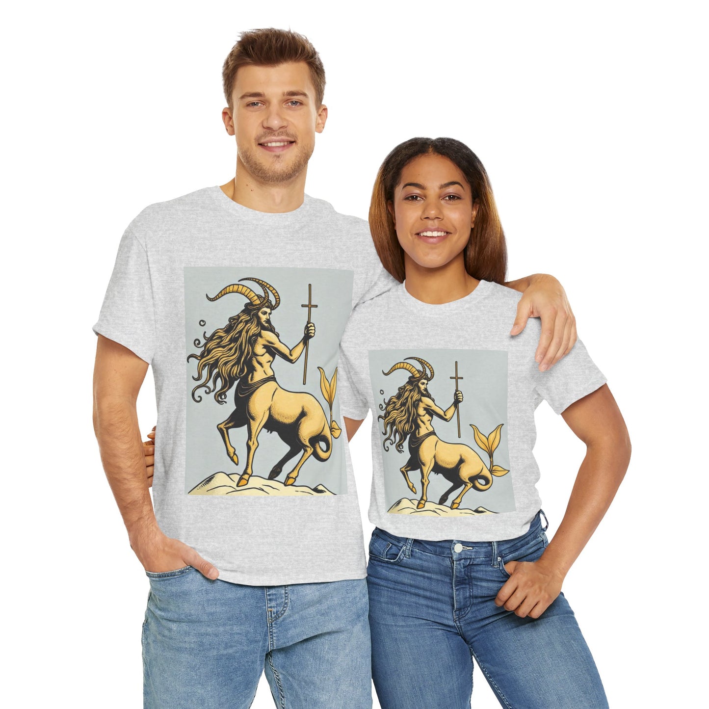 Unisex Heavy Cotton T-Shirt, Capricorn God v2, Zodiac Design