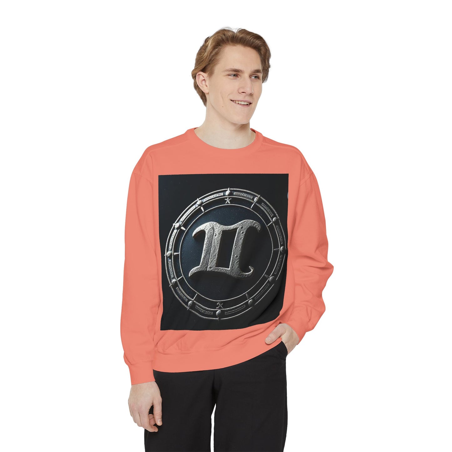 Garment-Dyed Sweatshirt, Unisex, Space Symbol Design v1, Gemini