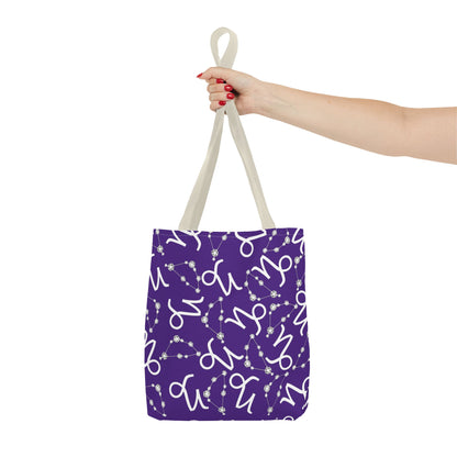 Tote Bag, Capricorn Zodiac Sign, AOP, (Purple, White)