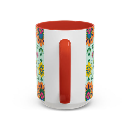 Accent Coffee Mug, Aquarius, Zodiac, Flower Pattern, (11, 15oz)
