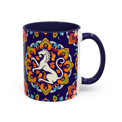 Accent Coffee Mug, Virgo, Zodiac v4. Flower Pattern, (11, 15oz)