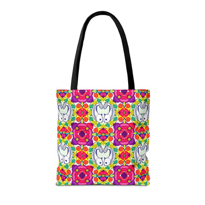 Tote Bag, (AOP), Pisces, Zodiac v4, Flower Pattern