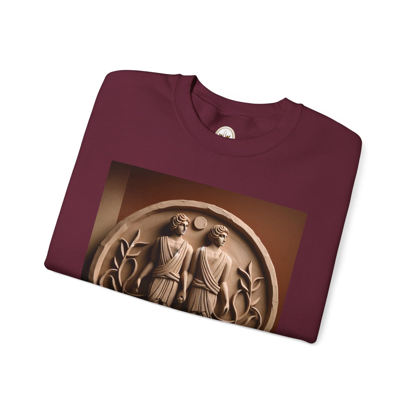 Unisex Heavy Blend™ Crewneck Sweatshirt, Stone Twins, Gemini Zodiac Design