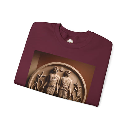 Unisex Heavy Blend™ Crewneck Sweatshirt, Stone Twins, Gemini Zodiac Design