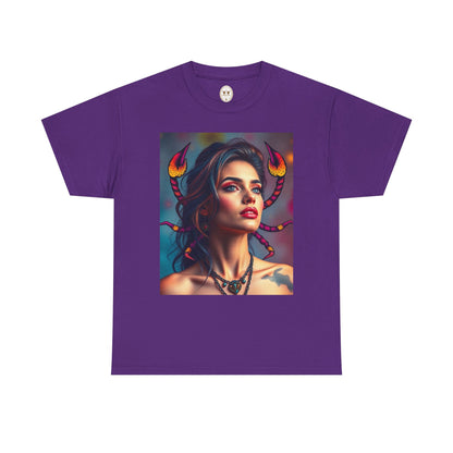 Unisex Heavy Cotton T-Shirt, Scorpio, Zodiac v2, Sexy Art