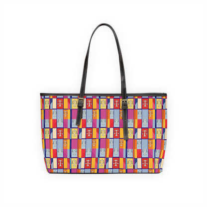 Leather Shoulder Bag, Libra, Zodiac v3, Shapes Pattern
