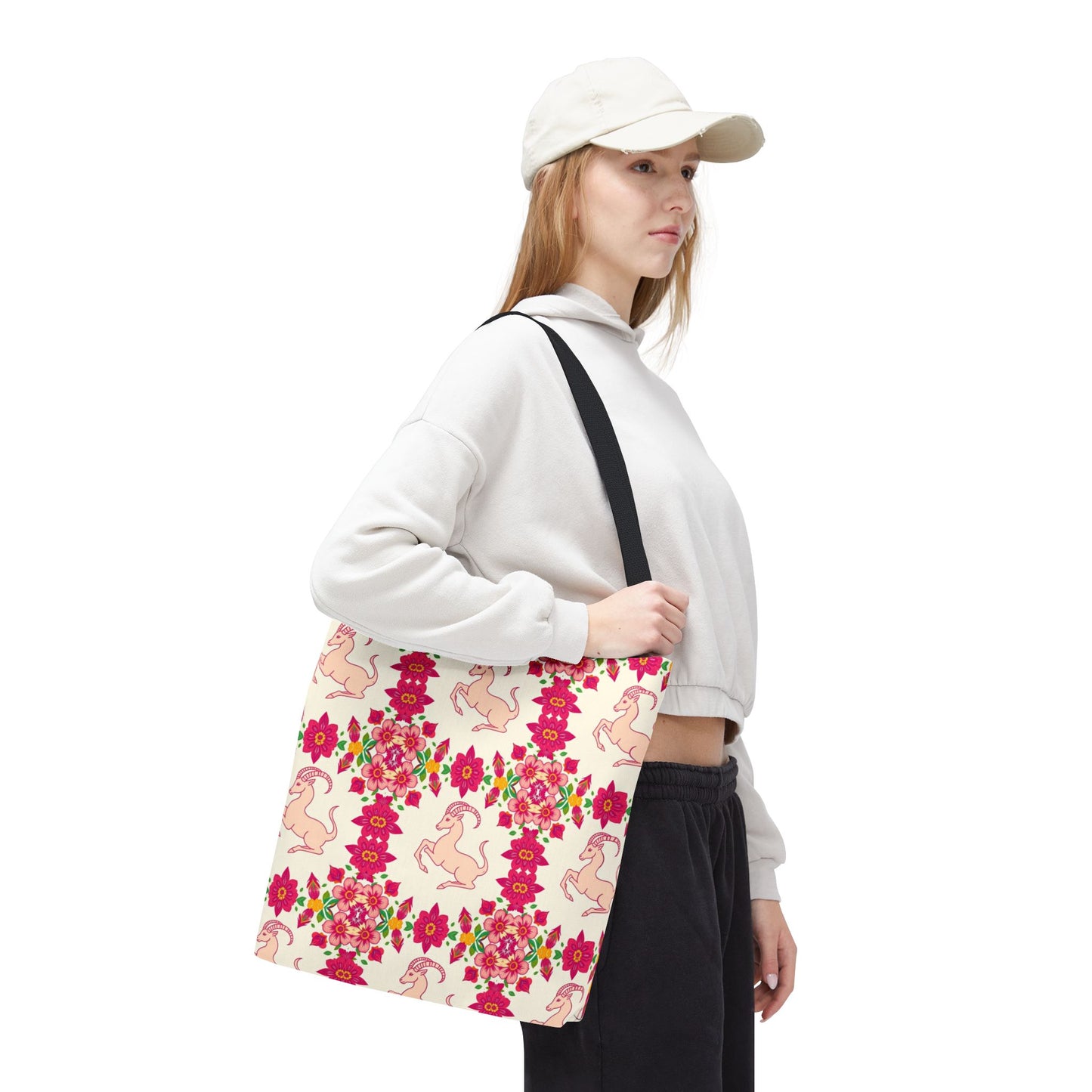 Tote Bag (AOP), Capricorn, Zodiac, Flower Pattern