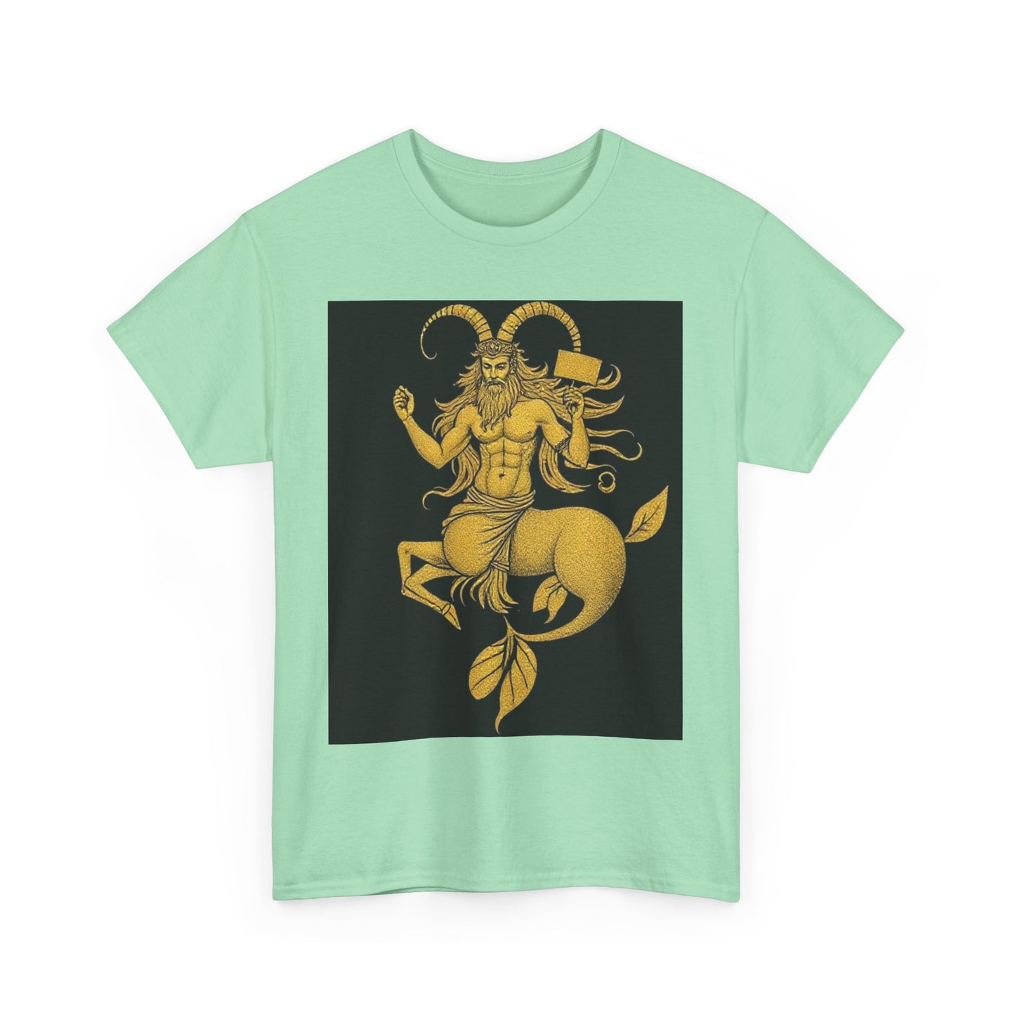 Unisex Heavy Cotton T-Shirt, Capricorn God, Zodiac Design