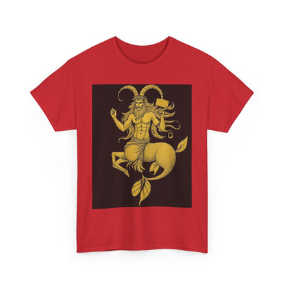 Unisex Heavy Cotton T-Shirt, Capricorn God, Zodiac Design