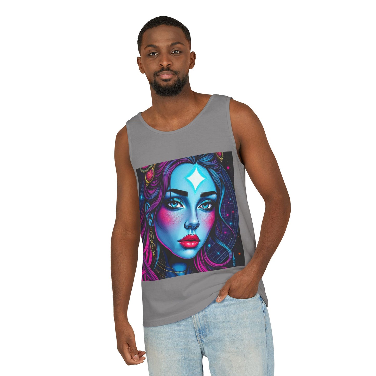 Unisex Garment-Dyed, Tank Top, Gemini, Pop Art, 100% US cotton