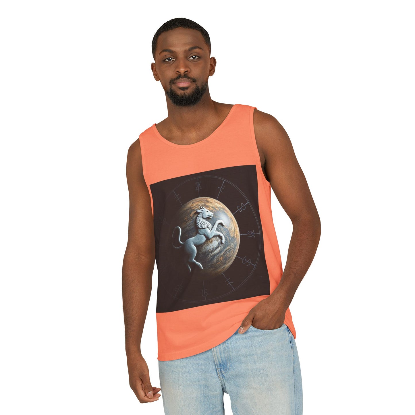Unisex Garment-Dyed, Tank Top, Aquarius Design, Planet Animal, 100% Ringspun US cotton