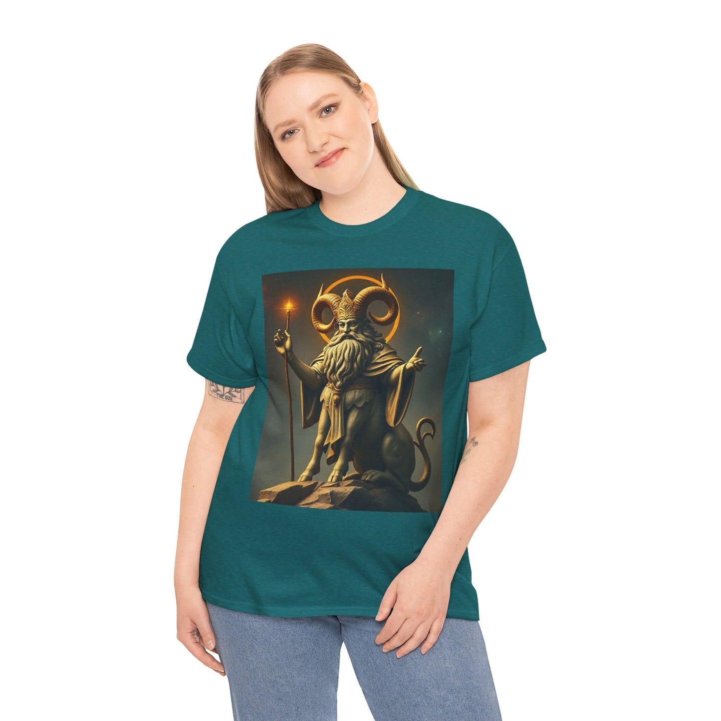 Unisex Heavy Cotton T-Shirt, Taurus God, Zodiac Design